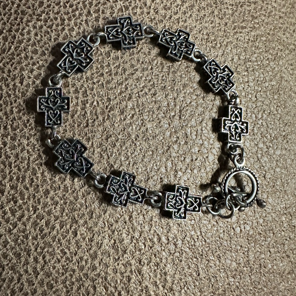 Silver Cross Toggle Bracelet